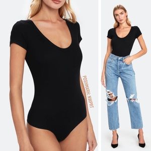 AGOLDE Short Sleeve Ribbed Scoop Black Bodysuit XS